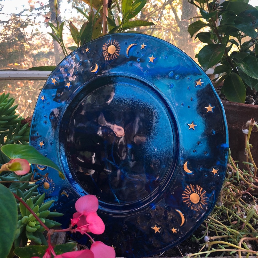 🌞Hand Blown SUN, MOON, STARS Decorative Plate🌜